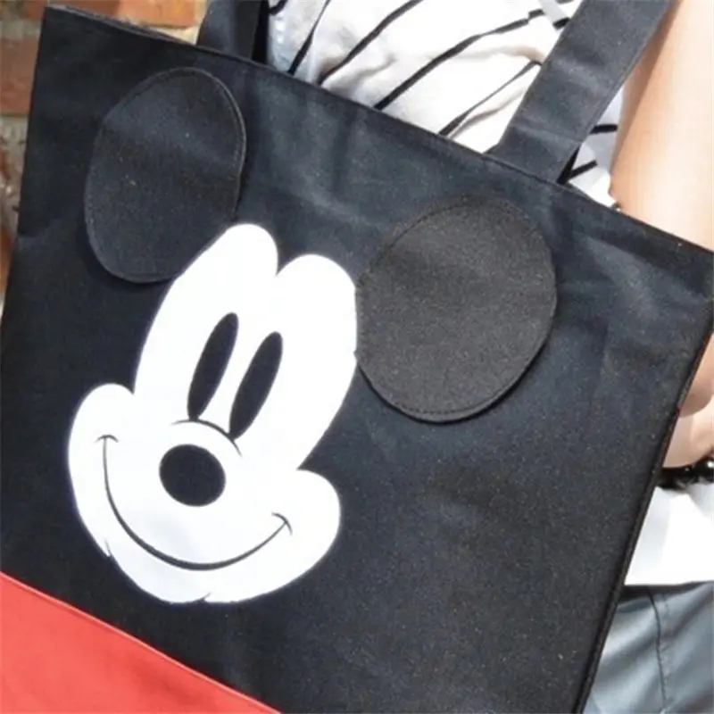 Disney cartoon Mickey mouse Women\'s canvas bag shoulder High capacity portable cartoon bag for shopping handbags