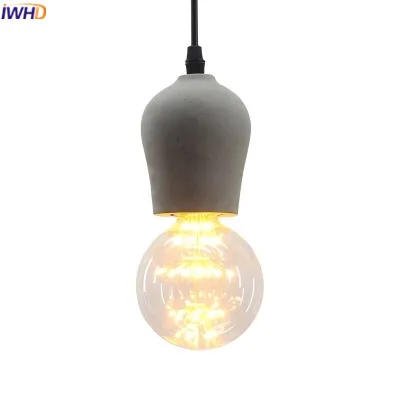 

IWHD Cement Hanglamp Modern Pendant Lights Fashion Edison Bulb Pendant Light Fixtures Kitchen Dining Luminaire Suependu Lampen