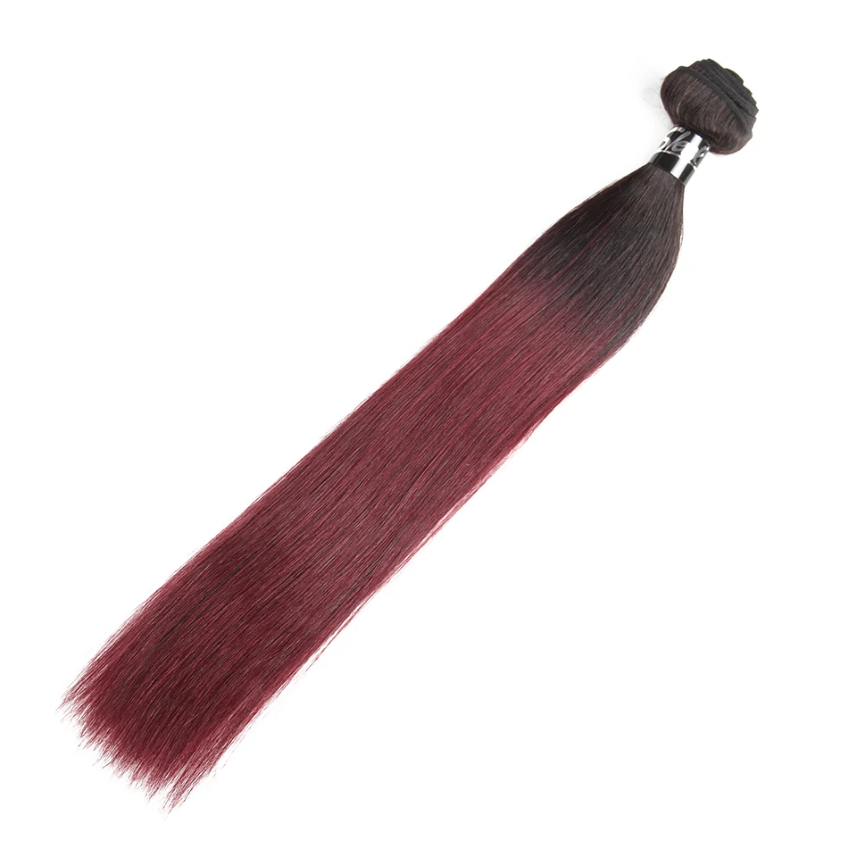 Sleek Ombre-extensiones de cabello humano brasileño liso, mechones de tejido, dos tonos Remy, 1B/30, 1B/27, 1B/99J, 1 pieza