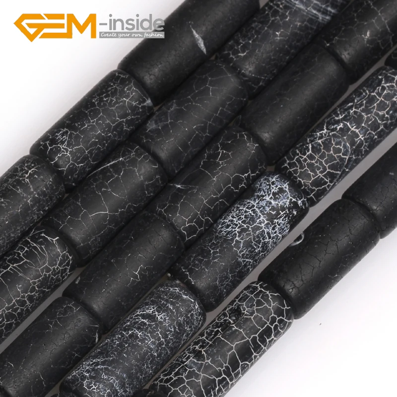 5x13mm 6x16mm Tube Column Shape Natural Black Agates Stone Loose Beads for Jewelry Making DIY Gifts GEM-inside Free Shipping