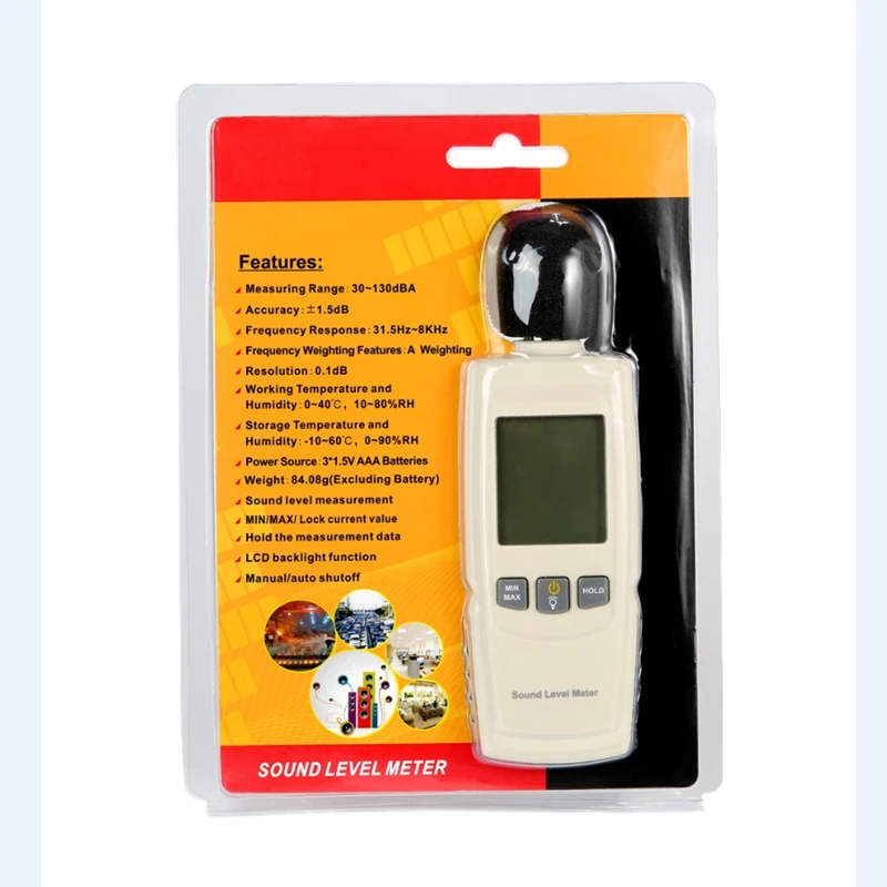 30-130dB Digital Sound Level Meter Portable Noise Tester Decibel Meter Accuracy Noise Level Measurement with LCD Display Backlit
