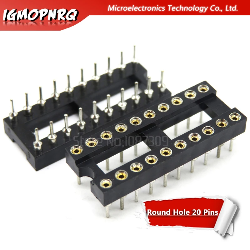 10pcs DIP20 รอบ 20 Pins 2.54MM DIP IC Sockets adapter ประเภท Solder ประเภท 20PIN IC Connector