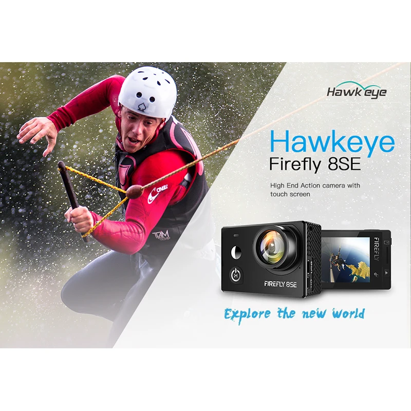 Hawkeye Firefly 8SE Black Sports Camera 170 Degrees 4KHD Video Touch Screen with Bluetooth Microphone Control Camera Video