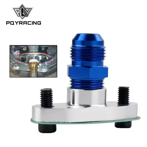 PQY - 1/2 NPT Female Aluminum Oil Drain Turbo Flange T3 T4 T04 GT40 GT55 silver + NPT 1/2 TO10AN Flare Fitting blue str