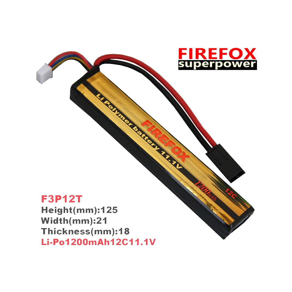 

1pcs 100% Orginal FireFox 11.1V 1200mAh 12C Li Po AEG Airsoft Battery F3P12T