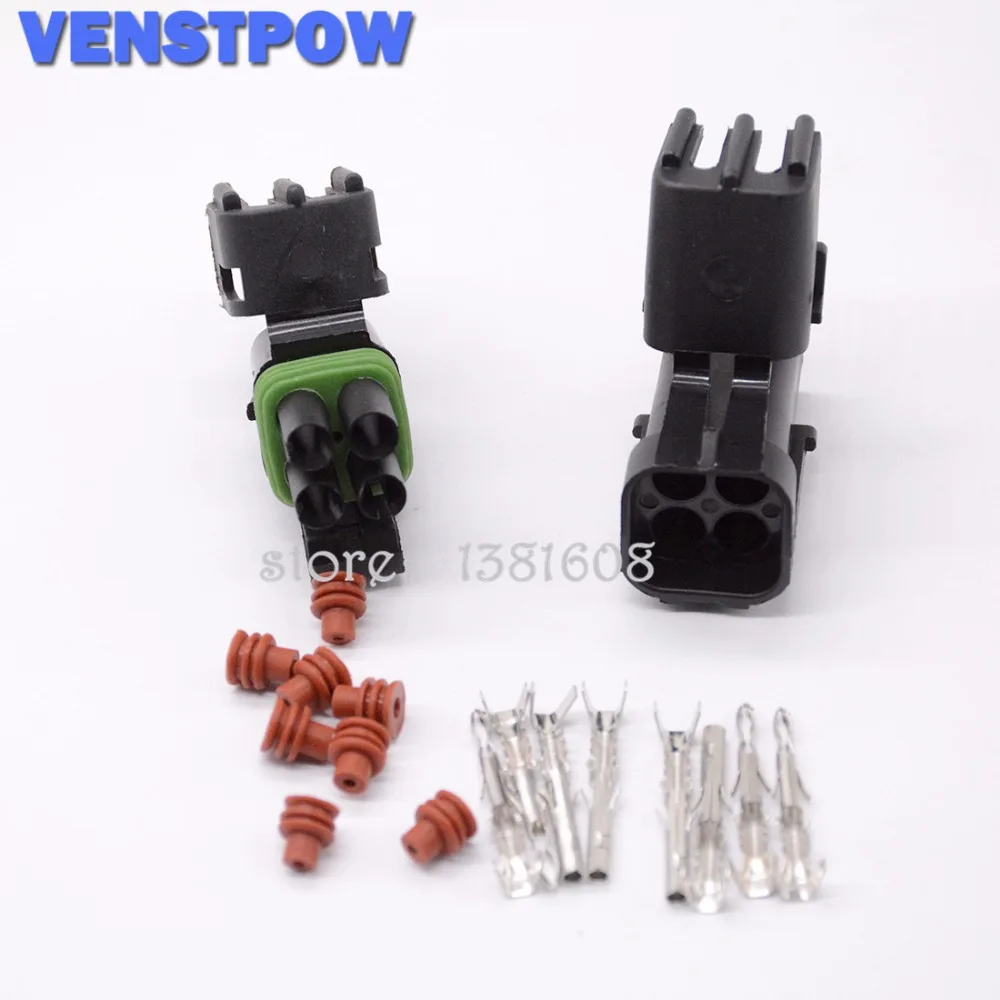 

1pcs / lots Female Male Weather Pack 4 Pin Automobile Connector Plug Sealed Wiring Automobile Connector Kit 18-14 GA