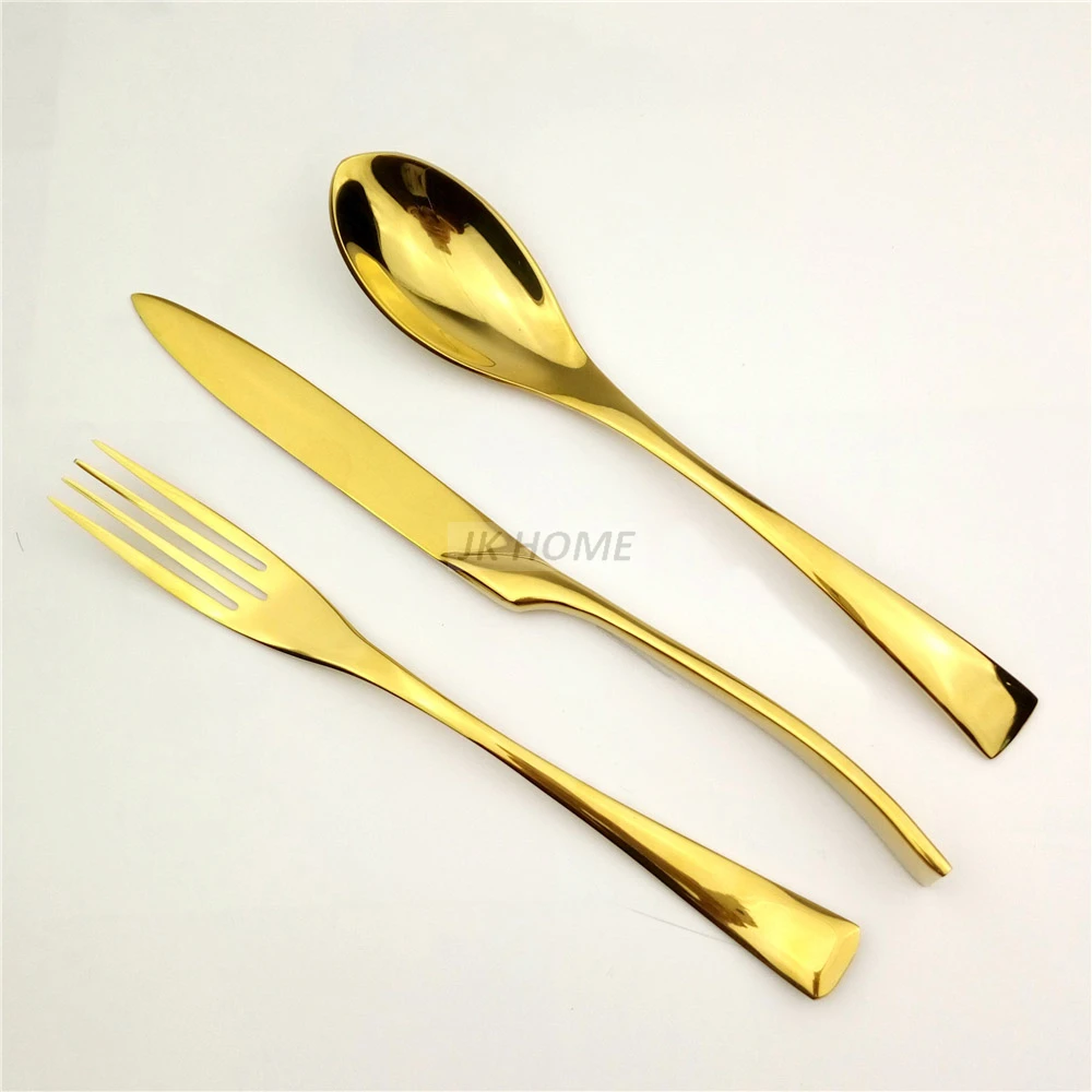 4pcs/lot Golden Cutlery Set Western Stainless Steel Dinner Set Fork Knife Spoon TeasSpoon Table Dinnerware Set