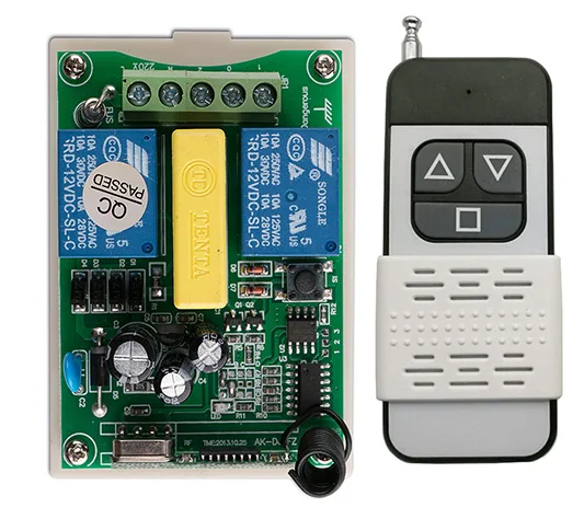 AC220V 2CH RF Wireless Remote Control switch Receiver+Transmitter tubular motor garage door projection screen shutters/blinds