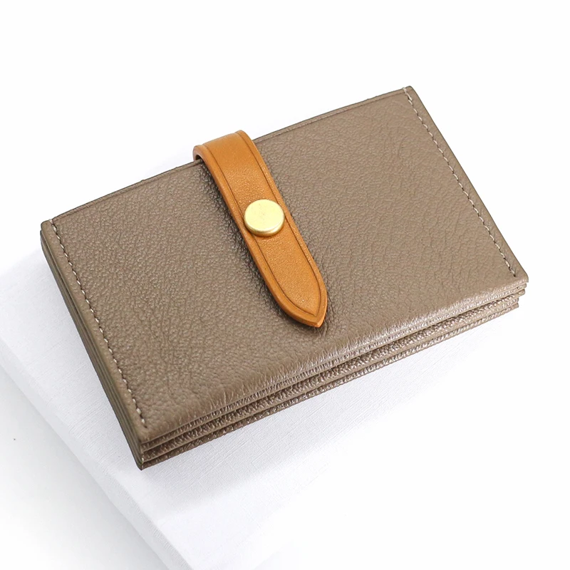 Credit Card Bag Women Genuine Leather Luxury Accordion ID Bus Card Wallet Casual Ladies Money Bag Mini Purses