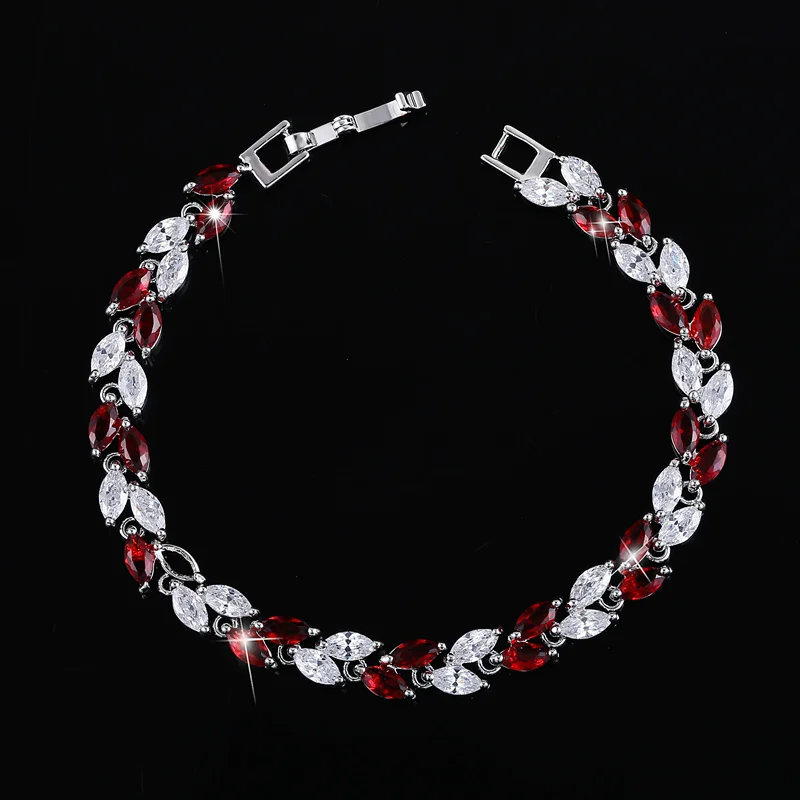CWWZircons Neuer Trend 2026 Zirkonia-Schmuck Silberfarbener Blatt-Anhänger CZ-Kristall Damen-Armbänder Großhandel S0003 – Detail 4