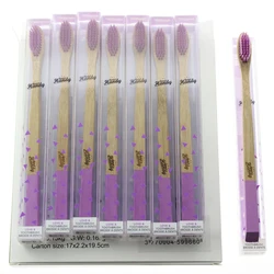 8 in 1 18.5cm Flat Handle Beautiful Pretty Adult Natural Bamboo Tooth Brush Toothbrush