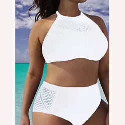 Większy rozmiar Xxl Xl Xxxl 4xl 5xl 6xl Bikini wysokie w talii Maillot De Bain Biquini biały czarny kobiety strój kąpielowy Bikini Set Push