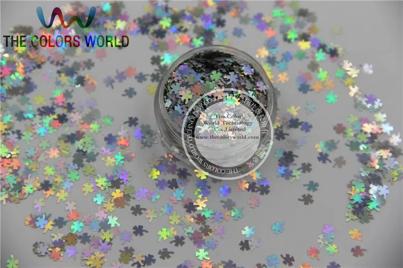 CL-0  Solvent Resistant  Holographic Silver  Color Four-leaf Clover Shape Glitter  for Nail Polish and DIY decoration 1Pack =50g