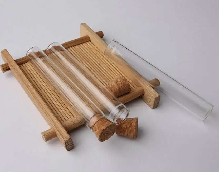 500pcs x 4ml Empty Glass Tube with Wooden Cork Glass Samples Vials Containers for Display Beads