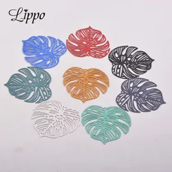 30pcs AB5106 32mm Painted Brass Monstera Leaves Charm Leaf  Watermark Pendant Filigree Jewelry  Earring Findings