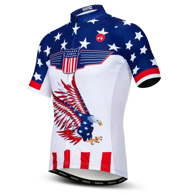 Weimostar Team USA Short Sleeve Cycling Jersey Mountain Bike Jersey Maillot Ciclismo Breathable mtb Bicycle Shirt Cycle Jersey