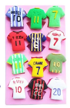 

Soccer Jersey Football uniforms silicone fandont mold Silica gel moulds Chocolate molds cake baking decoration tools candy mould
