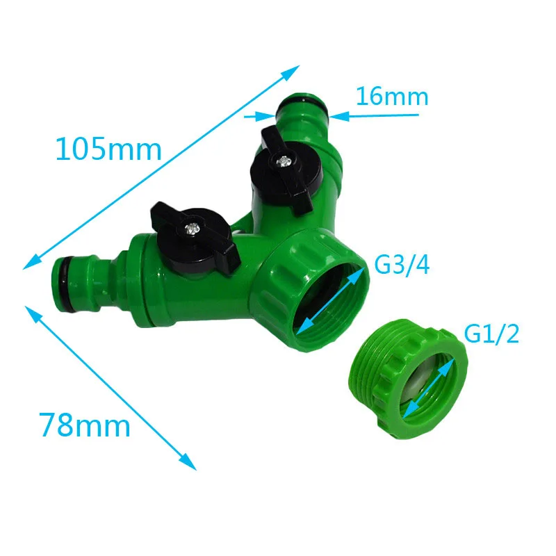 Wxrwxy ogród 2 way kranu w kuchni 2 way złącze ogród kranu Y rozdzielacz wody do nawadniania kropelkowego adapter żurawi kran adapter 1 sztuk