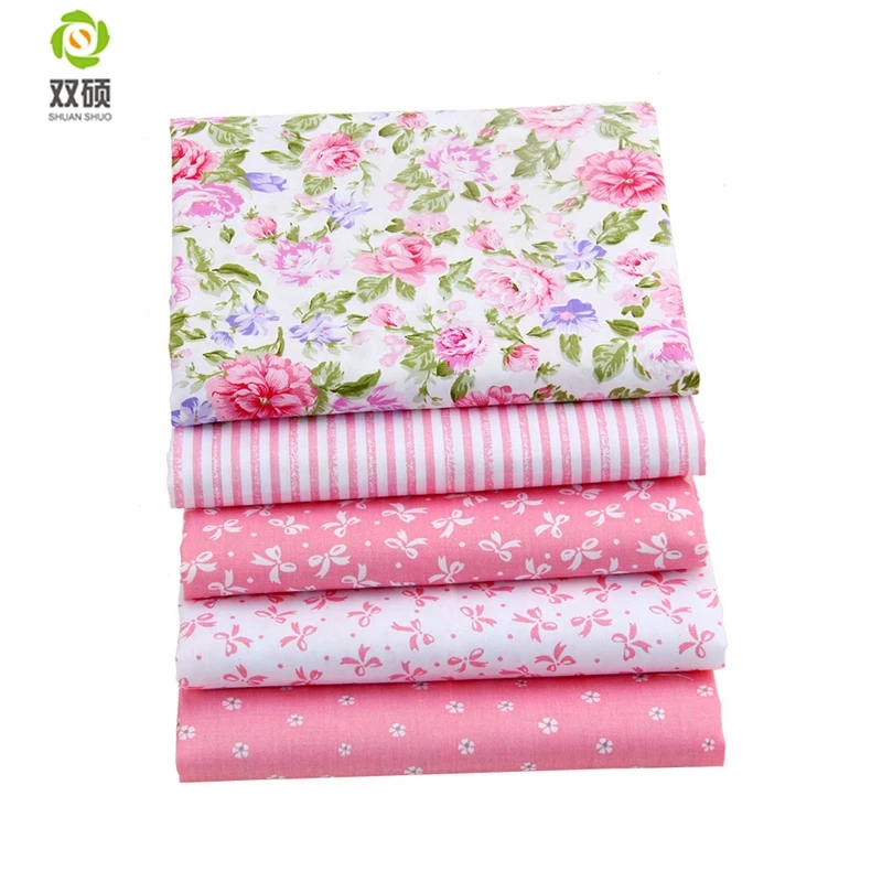 Shuanshuo Pink Color Cotton Textile Fabric Bundle Patchwork DIY Sewing Fabric For Baby Bedding Doll Clothes  40*50 cm