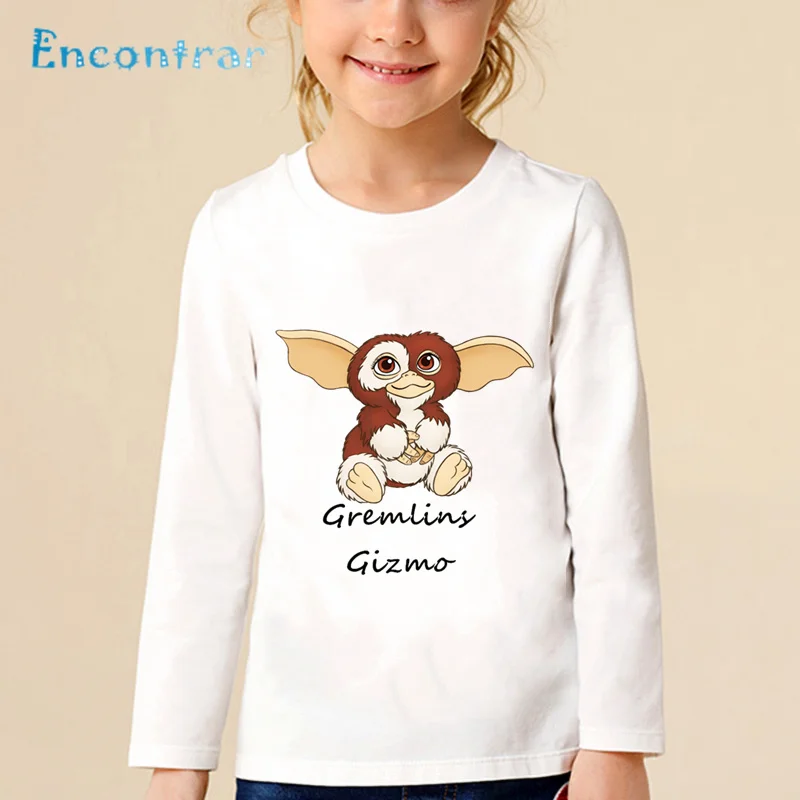 Children Gremlins Gizmo Cartoon Print T shirt Kids Funny Casual Tops Boys Girls Cute Long Sleeve Baby T-shirt,LKP5170