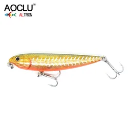 Aortl Topwater Wobbler 60mm 105mm 연필 도보 개 하드 미끼 포퍼 스틱 낚시 루어 배스 담수 10 # VMC 후크