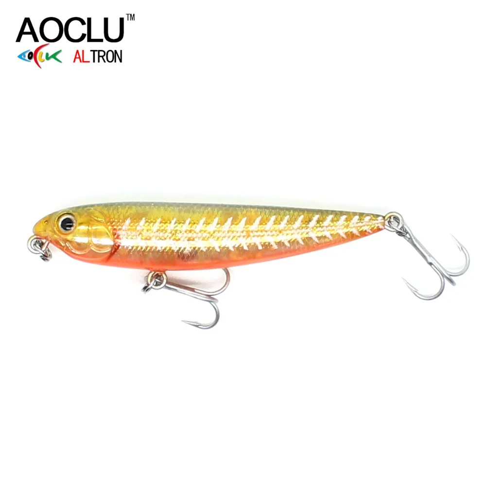 AOCLU Topwater Wobbler 60mm 105mm Pencil Walk The Dog Hard Bait Popper Stick Fishing Lure Bass Fresh Salt Water 10# VMC Hooks