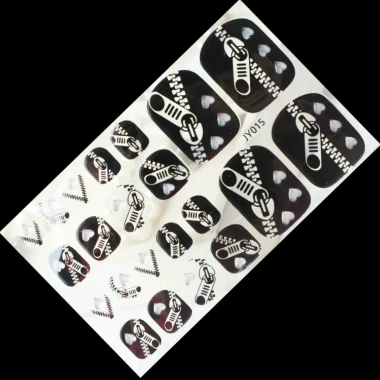 Wholesale black & White Serial Leopoard 22 tips Toe Art Sticker Lace Self-adhesive Toe Sticker Toe Tip Wrap Decoration Toe Decal