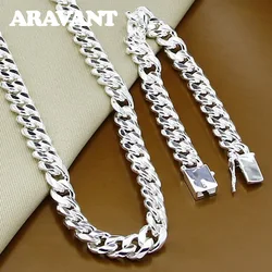 Aravant 925 Silver Jewelry Sets For Women Men Sideway Necklaces Bracelets Jewelry Gifts