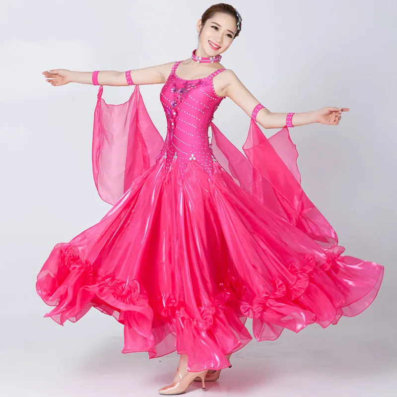 Modern dance ballroom dance dress pendant cuff dress Waltz Tango standard competition costumes