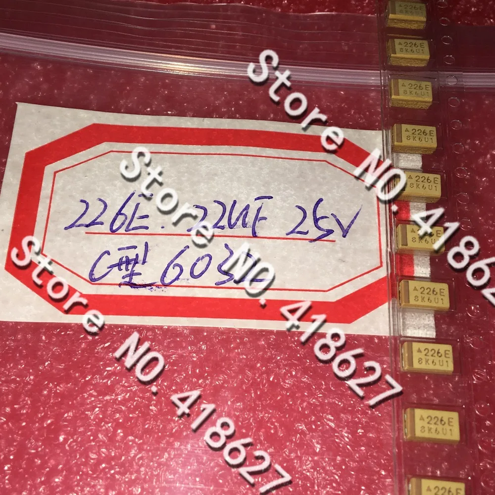

100PCS/LOT SMD tantalum capacitor 226E 22uf 25v C 6032 10% bravery yellow polar capacitors