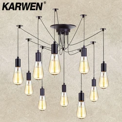 KARWEN Vintage Black Spider Pendant lights 2M Loft decor Adjustable E27 hanging lights Spider Ceiling Lamp Fixture Light