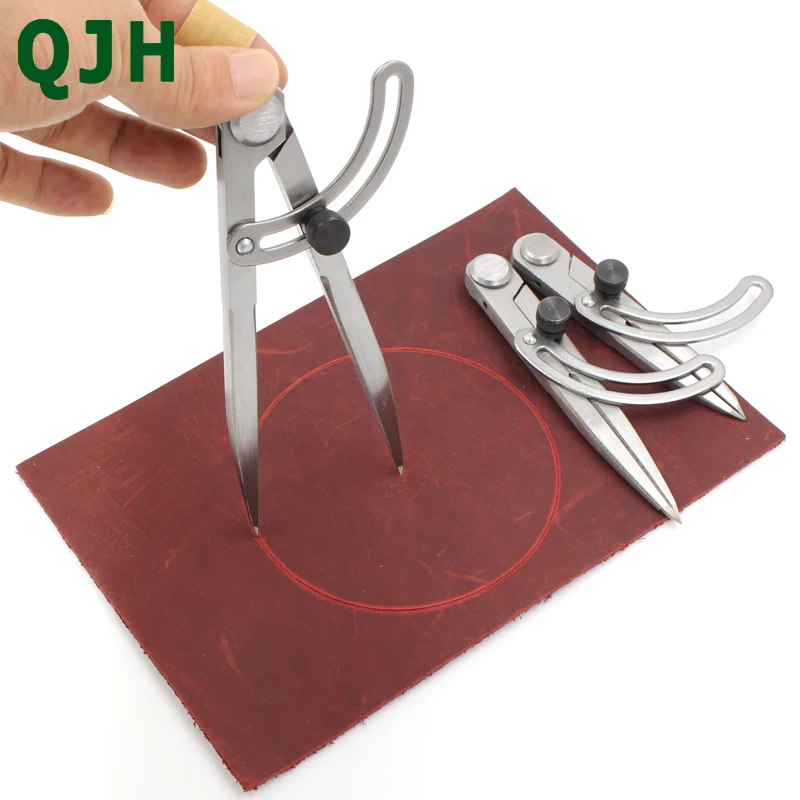 QJH Stainless Steel Leather Compass Adjustable Spacing Wing Divider Completely Polished Craft Regulation Tools DIY Scriber