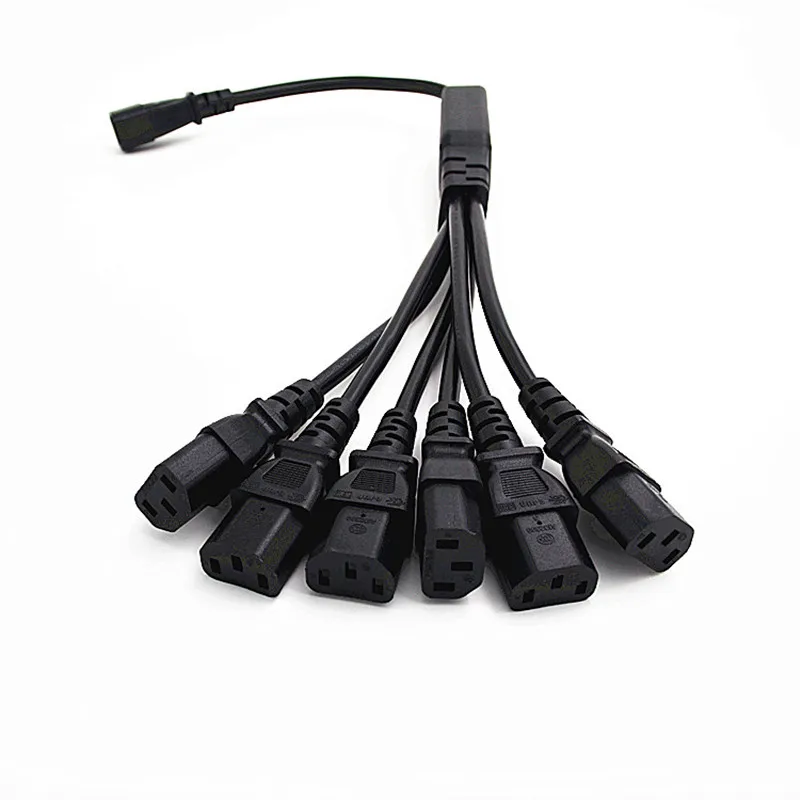 250V/10A IEC 320 C14 Male Plug to 6XC13 Female Y Type Splitter Power Cord C14 to 6 x C13