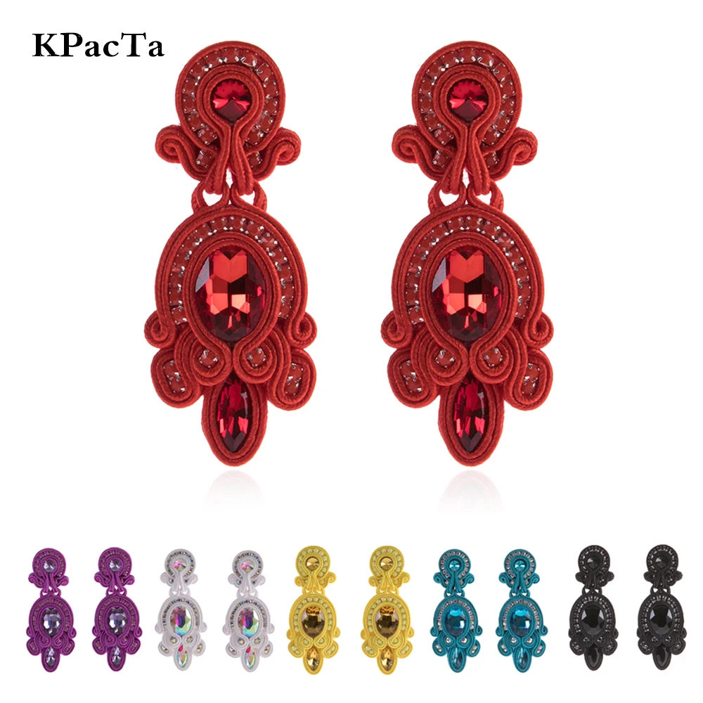 

KPACTA New Design Ethnic Style Leather Drop Earrings Fashion Jewelry Women Soutache Handmade Weaving Big Hanging Earring 2023