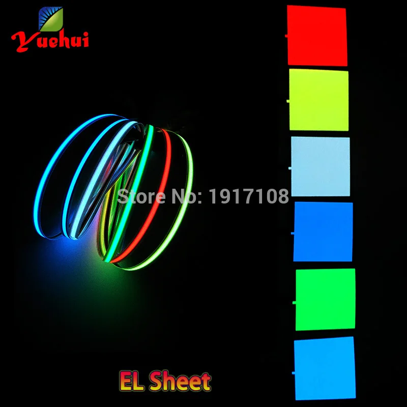 NEW 10X10CM Size EL Sheet 6 Color choice EL panel EL backlight for car,house,dispaly,holiday,festival Glow party Supplies