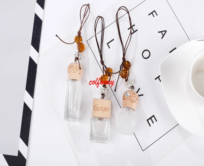 100pcs/lot New pattern Glass bottle Pendant Car perfume bottle Rearview mirror ornament Perfume empty bottle Automobile styling