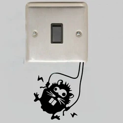 Divertida pegatina de ratón para interruptores de pared, señal de advertencia, hámster de alto voltaje para decoración de enchufes eléctricos