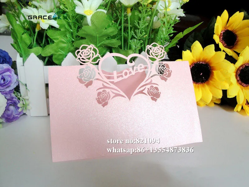 ورق الحب بالليزر, 50 قطعة عالية الجودة من بطاقات دعوة الزفاف وتزيين طاولة الحفلات