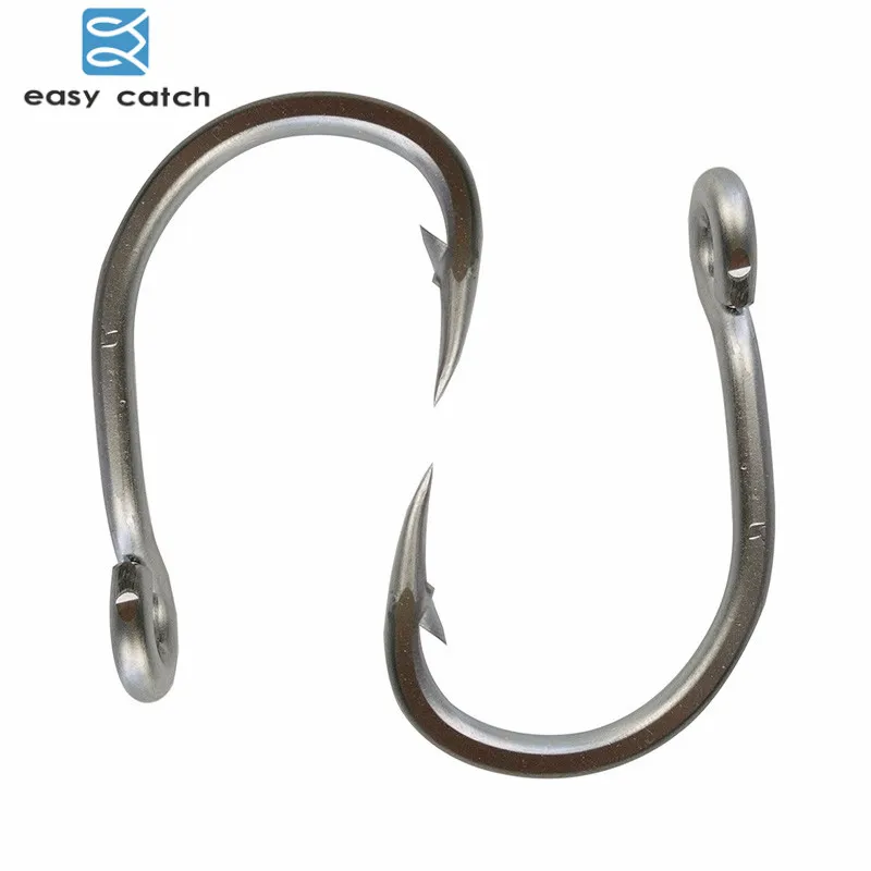 Easy Catch 100pcs 10884 Stainless Steel White Strong Big Game Fish Tuna Bait Fishing Hooks Size 3/0 4/0 5/0 6/0 7/0 8/0 9/0 10/0