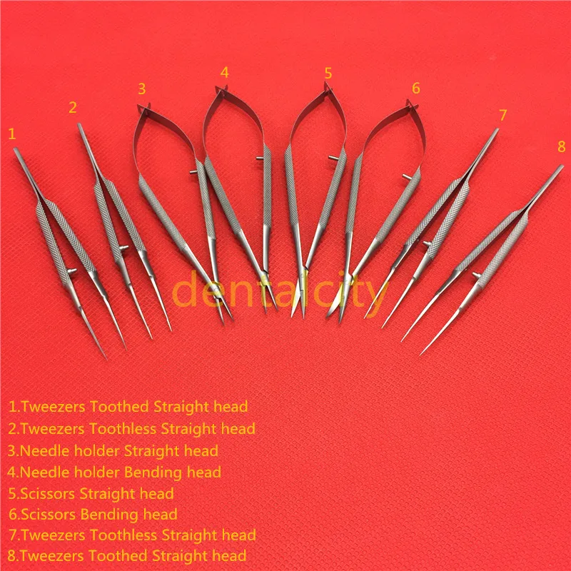 Stainless steel ophthalmic microsurgical instruments  14cm scissors+Needle holders +tweezers Stainless steel surgical tools