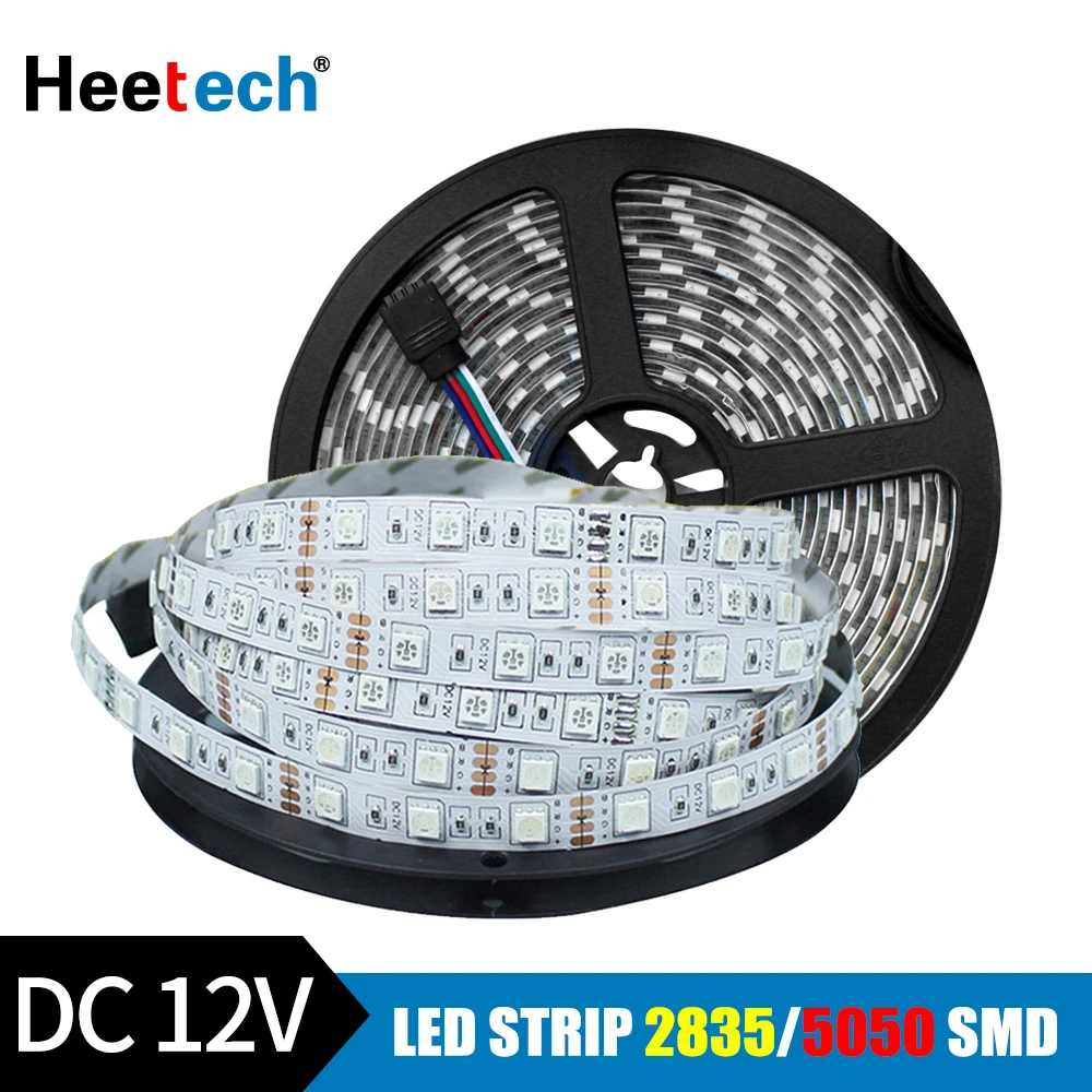 RGB LED Strip Light 12V DC Waterproof LED Light 5M 300Leds 5050 2835 Flexible Diode Ribbon Tape LED Stripe Lighting Warm White