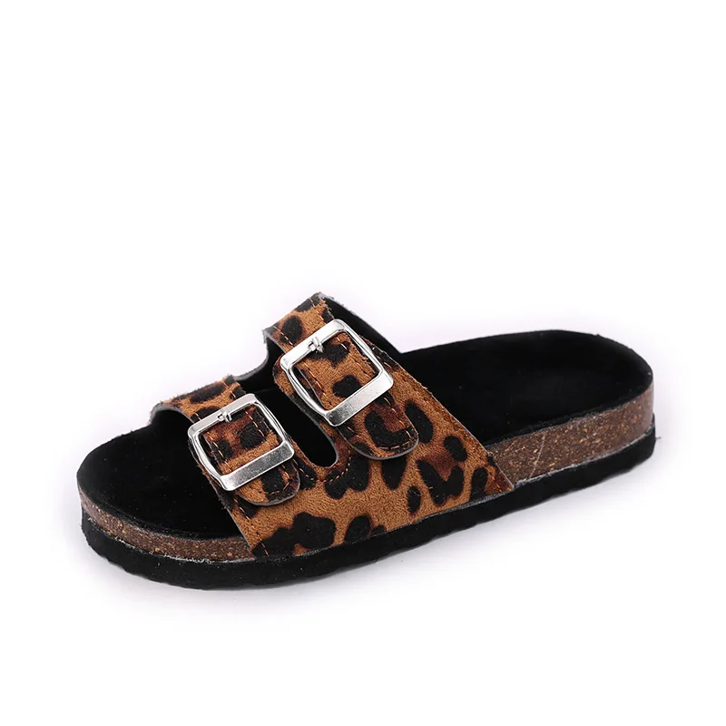 New Summer Boys Slippers for Children Cork Sandals Outdoor Non-slip Soft Leather Girls Beach Shoes Kids Fashion Sandals