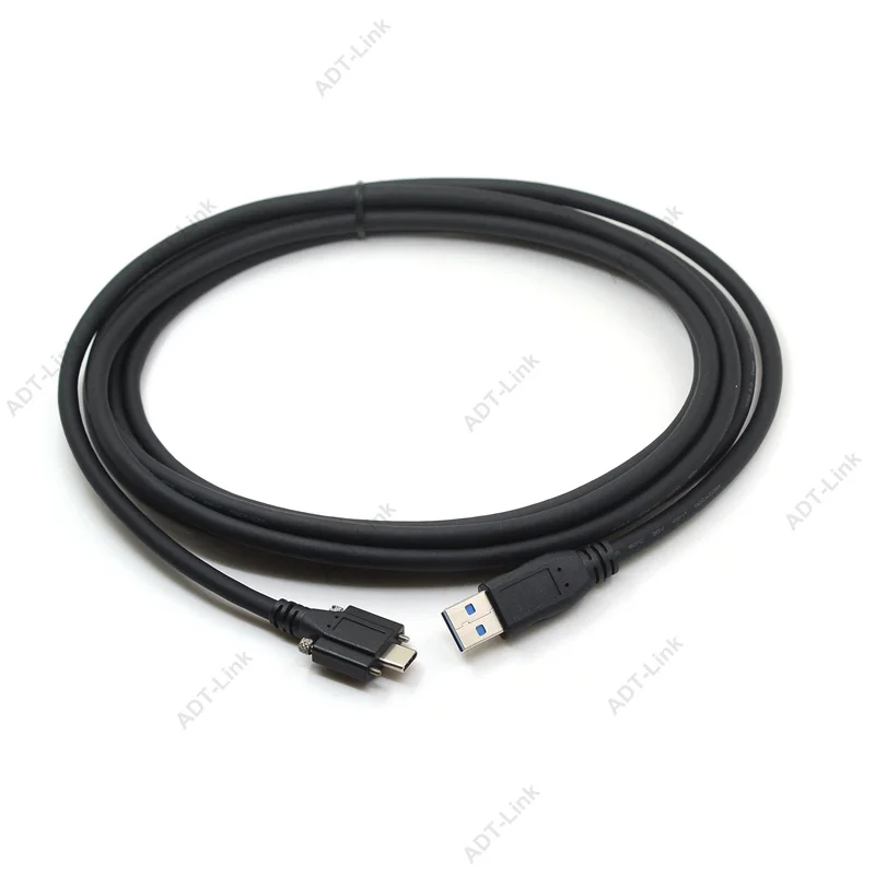 Cámara Industrial USB 3,1 tipo C, USB-C, cable de datos de alta flexibilidad con tornillos, 1M, 3M, 5M, para cámara de visión automática IDS Ximea