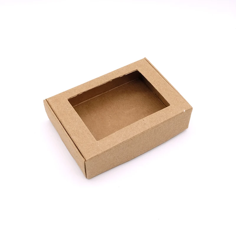 Kraft Window Paper Box Gift Handmade Soap Party Favor Candy Cookies Packaging Cardboard Boxes Custom