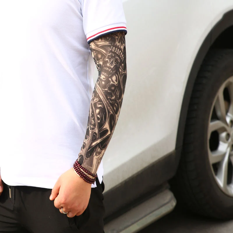 Elastic Tattoo Sleeve 1Pcs Unisex Arm Stockings Arm Sleeves Fake Tattoo Sleeves Temporary Fake Slip On Tattoo Arm Sleeves Kit