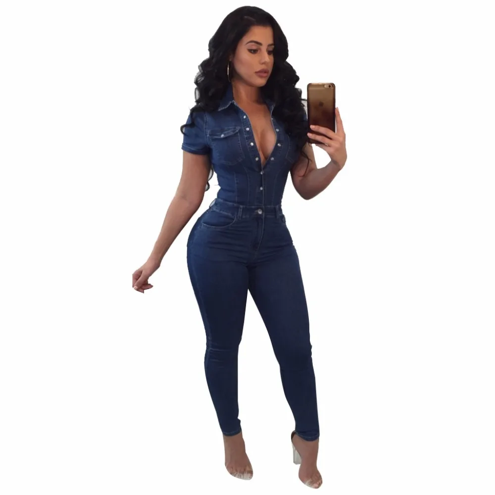 Skinny denim tuta Plus size jeans tuta Abbigliamento Donna