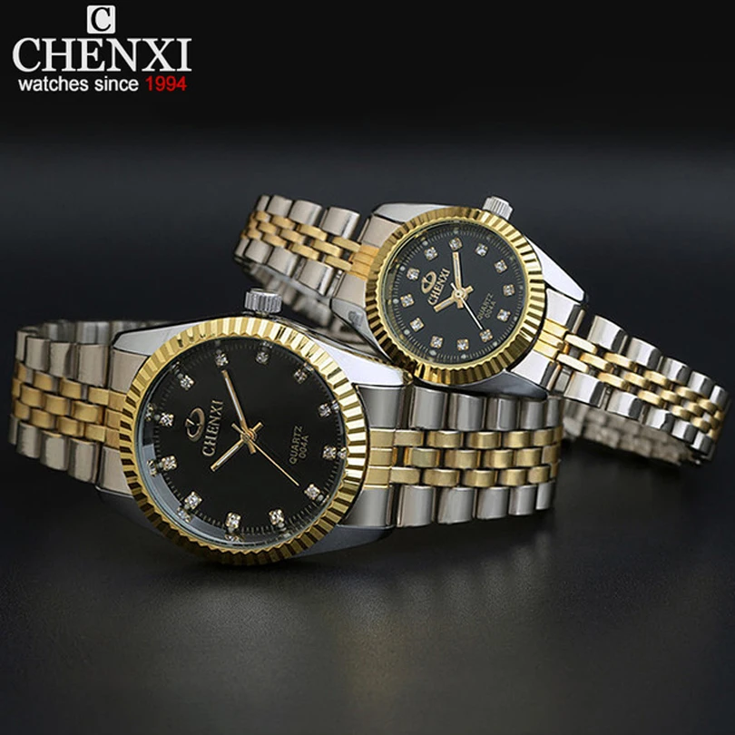 Best Couple New CHENXI Steel Band Quartz Watch for Men and Women Fashion Lovers Wristwatch Women's Dress Watch