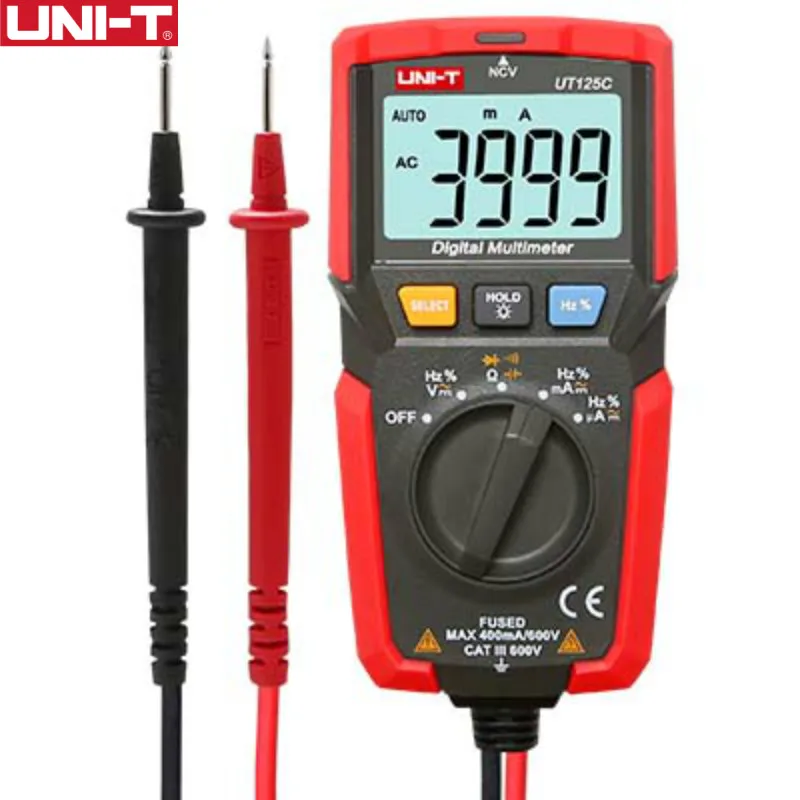 UNI-T UT125C Digital Pocket Multimetro DMM Elettrico Meter NCV Test AC DC Tensione Corrente Resistenza Condensatore Tester Multimetro