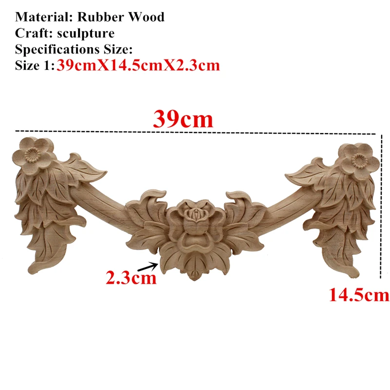 VZLX Rose Floral Wood Carved Decal Corner Applique Decorate Frame Wall Doors Furniture Wooden Figurines Cabinet Decorative