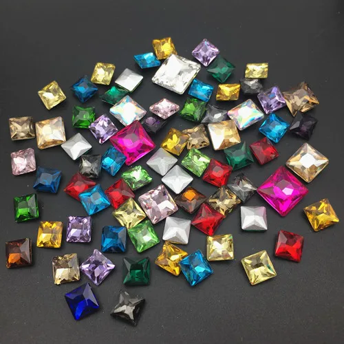 Glass Crystal 8,10,12,14 mm nice colors Square shape Glue on rhinestone beads ornament handimade craft accessories diy trimming